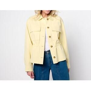 Peace Love World XL Light Yellow 100% Cotton Drawcord Waist Jacket A687204 NWOT